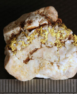 20.1gのはっきりと金の流れが見える大粒の石英の中の自然金-G0523-16