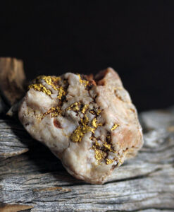 20.1gのはっきりと金の流れが見える大粒の石英の中の自然金-G0523-5