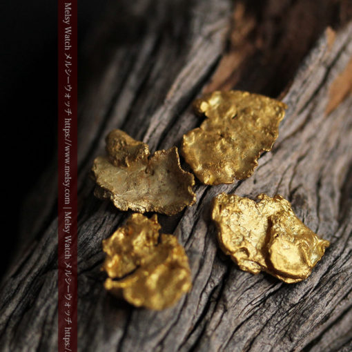 2.17gのやや粒の大きな薄片金・自然金4点-G0429-1